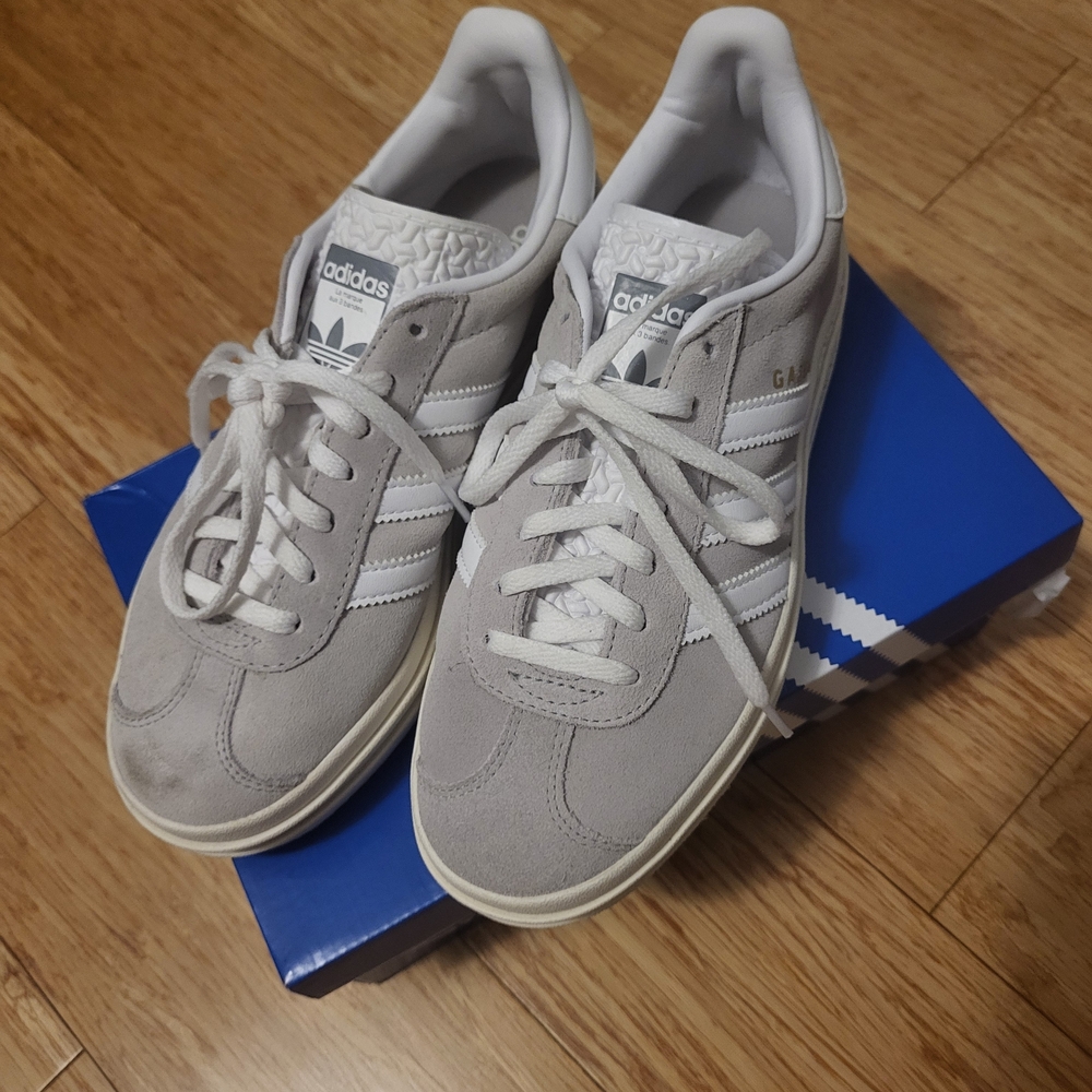 Adidas Gazelle Suede Sneakers in Light Gray and White